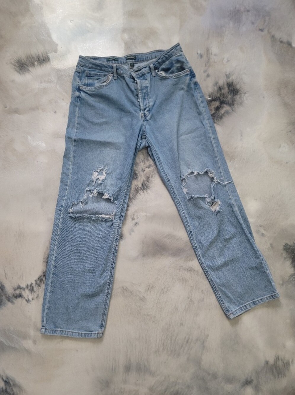 Wild fable Light Blue Ripped Straight-Leg Jeans